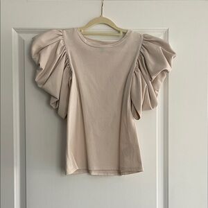 Express Cream Ruffle Sleeve Blouse